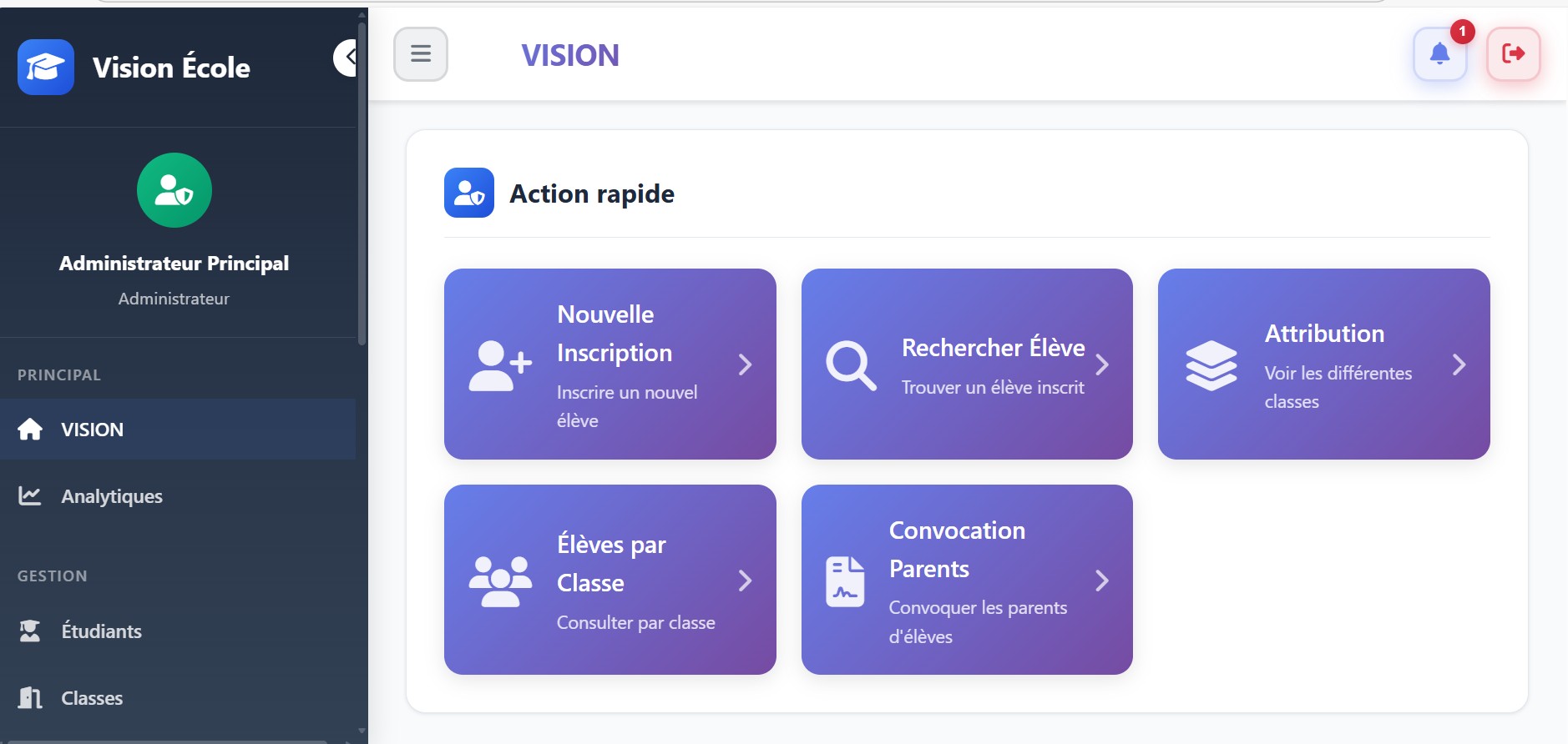 Gestion des élèves VISION